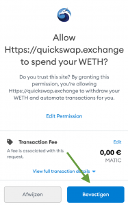 Bevestiging Quickswap WISE